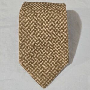 Dunhill Made in Italy 100% Linen Necktie - Beige Cream Dogtooth